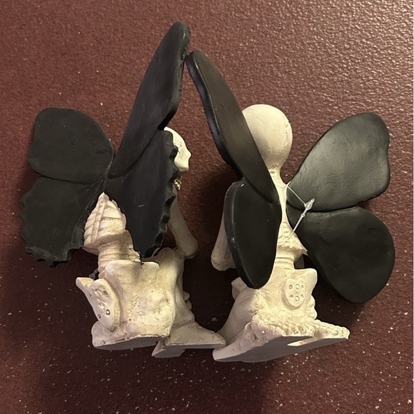 Set Of Two Skeleton Fairy Figurine With Purple & Blue Wings - Resin - 6" Tall - Picture 2 of 11